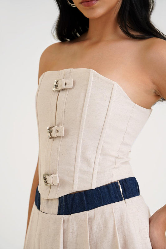 Linen Blend Corset with Skort