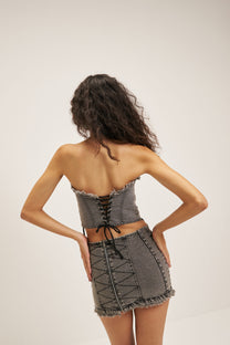 Denim grey corset with skirt