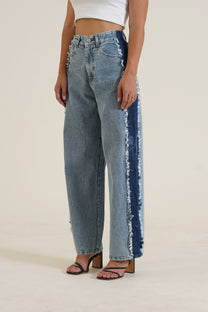 Split-Shade Denim (High Waisted, Wide Leg)