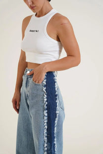 Split-Shade Denim (High Waisted, Wide Leg)