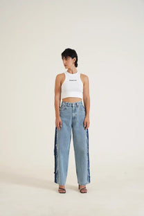 Split-Shade Denim (High Waisted, Wide Leg)