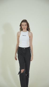 White Ribbed Top